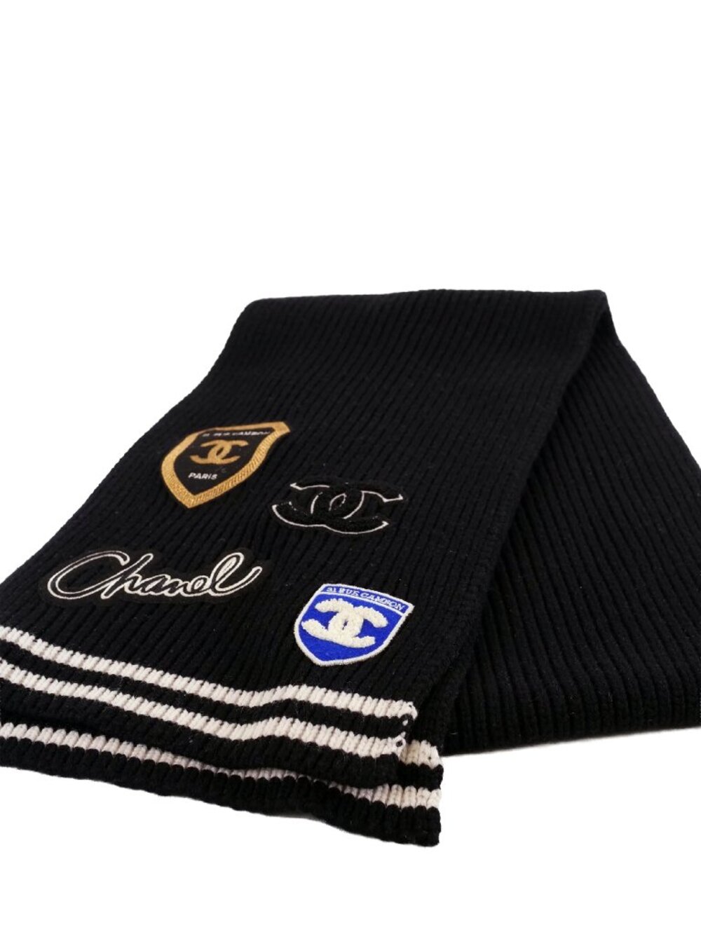 Chanel Cashmere 100 Logo Multi Patch Scarf